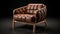 Bold And Vibrant Brown Leather Chair With Wooden Frame