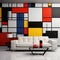 Bold And Vibrant De Stijl Living Room With Colorful Squares