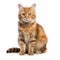 Bold And Vibrant Golden Tabby Cat Sitting On White Background