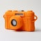 Bold And Vibrant Knitted Orange Camera In Pop Art Style