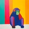 Bold And Vibrant Monkey Painting On Colorful Wall