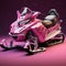 Bold And Vibrant Pink Snowmobile In Hyperrealistic Rendering