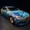 Bold And Vibrant Watercolor Designs On Cars With Dark Aquamarine And Gold