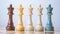 Bold And Vibrant Wooden Chess Kings On Blue Sky Background