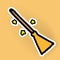 Bold white outline magic broom with three yellow stars isolated on brown background. hand drawn vector. doodle for halloween icon,