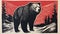 Bold Wood Cut Design Of Black Bear With Social Commentary