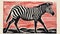 Bold Zebra Woodblock Print With Monumental Forms