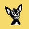 Boldly Illustrated Cartoon Chihuahua Dog On Yellow Background