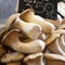 Boletus in the food market. Close up detail.