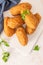 Bolinhos de bacalhau, very famous in Portuguese gastronomy. Fried dumpling, cod dumpling, fish meat, salted cod fritters, bacalao