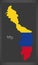 Bolivar map of Colombia with Colombian national flag illustration