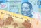 A bolivar note from Venezuela with a twenty peso note from Mexico