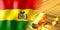 Bolivia flag and gold ingots - 3D illustration