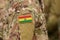 Bolivia flag on soldiers arm. Bolivia troops. collage