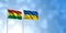 Bolivia Flag with Ukraine Flag, with a cloudy sky