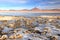 Bolivia, Laguna Colorada, Red Lagoon, Shallow Salt Lake in the Southwest of the Altiplano of Bolivia, within Eduardo Avaroa Andean