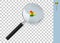 Bolivia map with flag in magnifying glass on transparent background