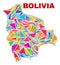 Bolivia Map - Mosaic of Color Triangles
