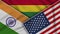 Bolivia United States of America India Flags Together Fabric Texture Illustration
