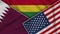Bolivia United States of America Qatar Flags Together Fabric Texture Illustration