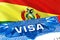 Bolivia Visa. Travel to Bolivia focusing on word VISA, 3D rendering. Bolivia immigrate concept with visa in passport. Bolivia