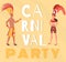 Bolivian carnival party banner vector template. Happy man and woman in beautiful ethnic costumes cartoon characters