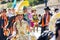 Bolivian dancing with tipycal costume in carnival