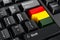 Bolivian flag painted on computer keyboard. Online business, education, shopping in Bolivia concept. 3D rendering