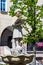 Bolkow, Poland - August 08, 2021. Statue on Angel fountain on Main square