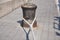 Bollard mooring leash. Ship attached with a thick rope to a bollard in the harbour. on the Bulbous bow of cargo ship