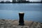 Bollards are ideal for mooring ships, photographed on the port