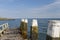 Bollards on a pier in the IJsselmeer