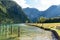 Bollards at the Pier Saint Bartholomew at Lake Koenigssee in Bavaria