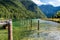 Bollards at the Pier Saint Bartholomew at Lake Koenigssee in Bavaria