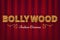 Bollywood cinema poster. Vintage indian classic movie vector background with red curtains