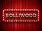 Bollywood cinema. Vintage indian movie, cinematography and theater poster. Retro 3d classic film posters logo on red