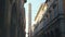 Bologna emilia romagna landmarks - beautiful Two Towers or Due Torri or Torre degli Asinelli panning shot
