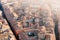 Bologna, high angle view of city and buildings at sunset. Emilia Romagna, italy