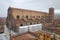 Bologna, Italy - 16 Nov, 2022: Cityscape views over the towers and rooftops of Bologna