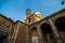 Bologna, Italy - October, 2017. Two famous falling towers Asinelli and Garisenda in the morning, Bologna, Emilia-Romagna, Italy