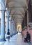 Bologna, Italy: Traditional Porticos, covered arcades, on the streets of Bologna