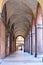 Bologna, Italy: Traditional Porticos, covered arcades, on the streets of Bologna