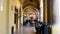 Bologna, Italy, view of the arcade in Saint Stefano square