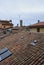 Bologna, Italy, view of tiled roofs, antennas