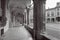 Bologna - The porticoes of Saint Stephen square or Piazza San Stefano in morning