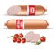 Bologna sausage Vector realistic. Product packaging mock ups