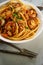 Bolognese Bucatini Grilled Shrimp