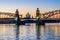 Bolsheohtinskiy bridge and Smolny cathedral, St.Petersburg, Russia.