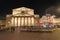 Bolshoy Theatre and TSUM department store in Moscow by night.