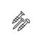 Bolt, nail and screw line icon